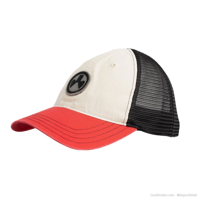 Magpul Industries Icon Patch Garment Washed Trucker Hat - Stone/Black/Red-img-1