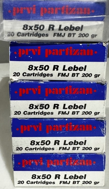 100 rounds of new old stock PPU 8x50 8mm Lebel 200 grain FMJ BT ammo-img-1