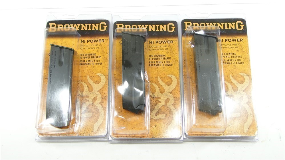 (3 TOTAL) BROWNING HI-POWER 9mm FACTORY 13RD MAGAZINE (NEW)-img-0