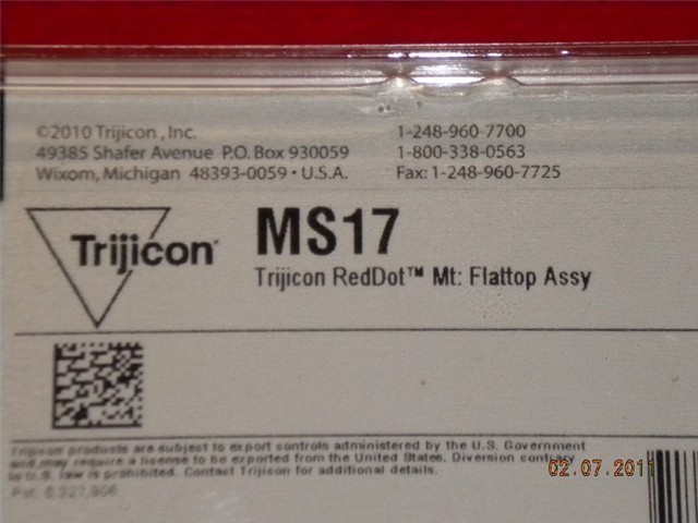 TRIJICON REDDOT SIGHT MOUNT ASSEMBLY MS17 (NIB)-img-2
