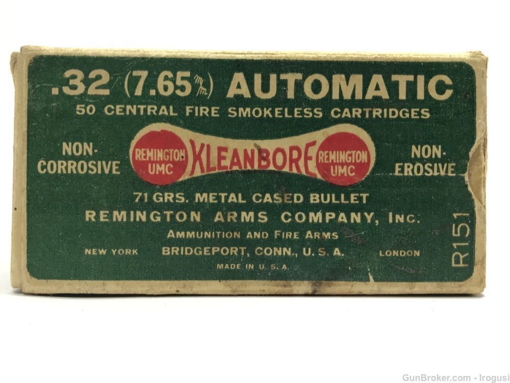 1930-1933 Remington DOGBONE .32 Auto 71 Gr FULL Vintage Box 1009-NR-img-0