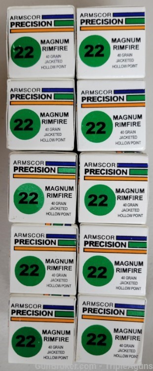 Armscor Precision 22 magnum 40gr jhp lot of 500rds-img-0