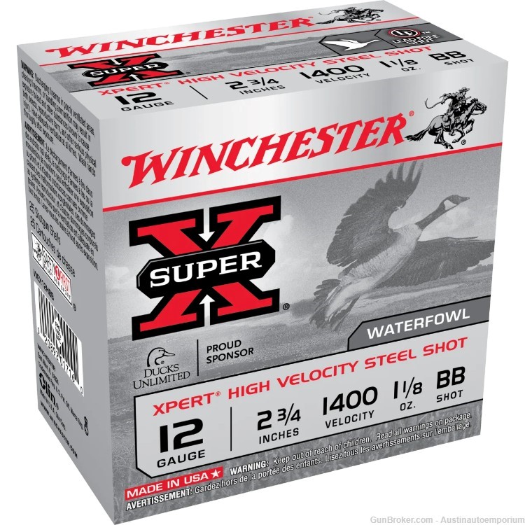 WINCHESTER SUPER-X XPERT HV STEEL 12 GAUGE 2.75" 1.125-BB 25RD -img-0
