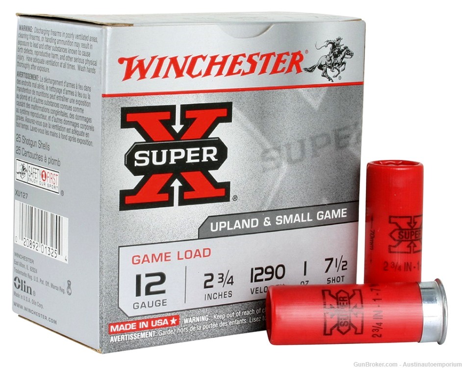 Winchester Ammo XU127 Super X Game Load 12 Gauge 2.75" 1 oz 7.5 Shot 25 RD -img-0