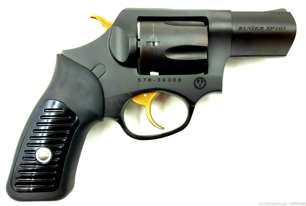 Ruger SP101 Revolver 357 Mag Cal BLK Cerakote Gold Trigger/Hammer-img-0