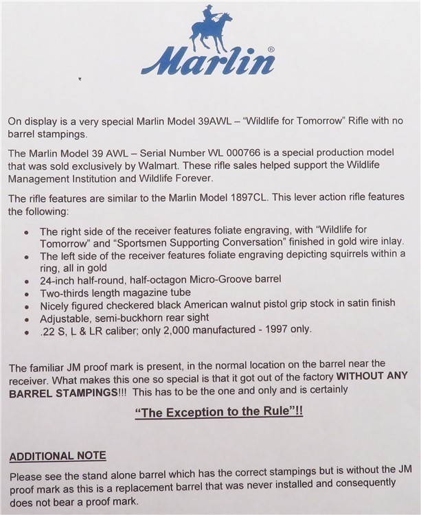Marlin 39AWL .22 LR, incredible factory error, award winner, NIB, layaway-img-12