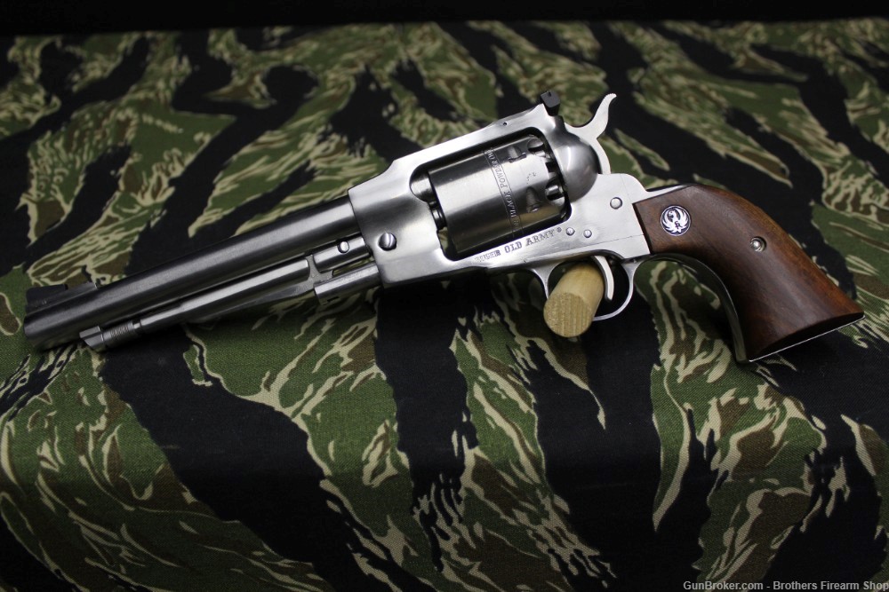 Ruger Old Army 44 Cal Blackpowder Revolver Stainless Wood Grips Very Nice-img-3