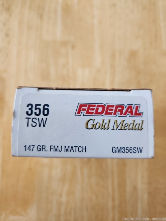 Federal Gold Medal .356 TSW 147 Grain FMJ Match, Box of 50-img-2