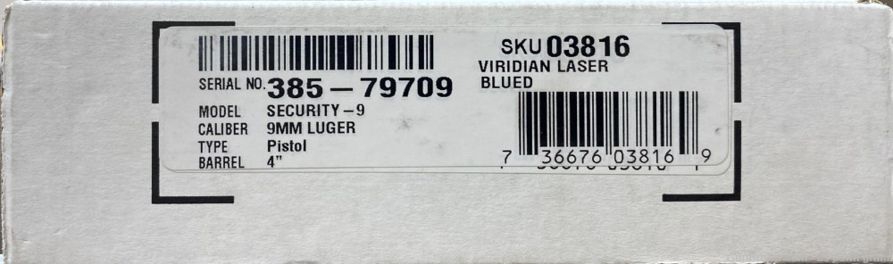 RUGER SECURITY-9 BLK 9MM W/ VIRIDIAN RED LASER 3816 NEW-img-1