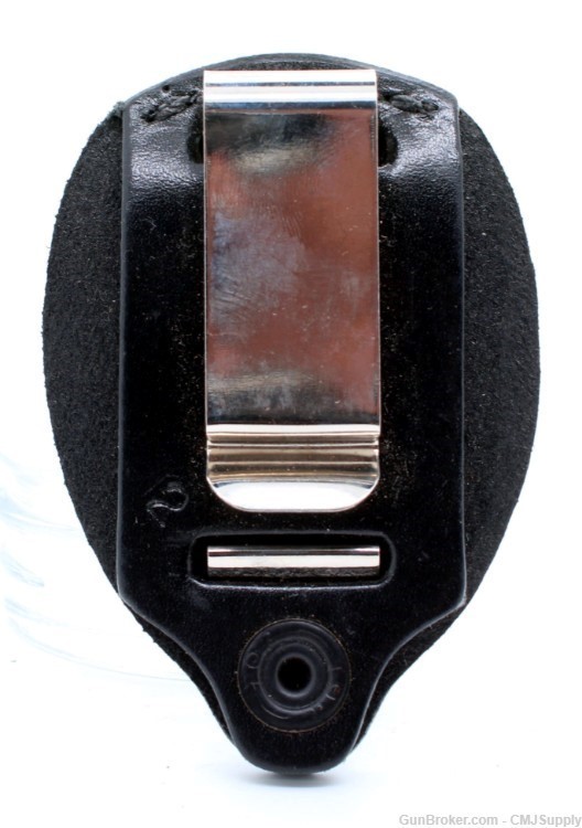 Shield or Oval Duty Badge Holder Black Leather Clip-On Gould & Goodrich-img-1