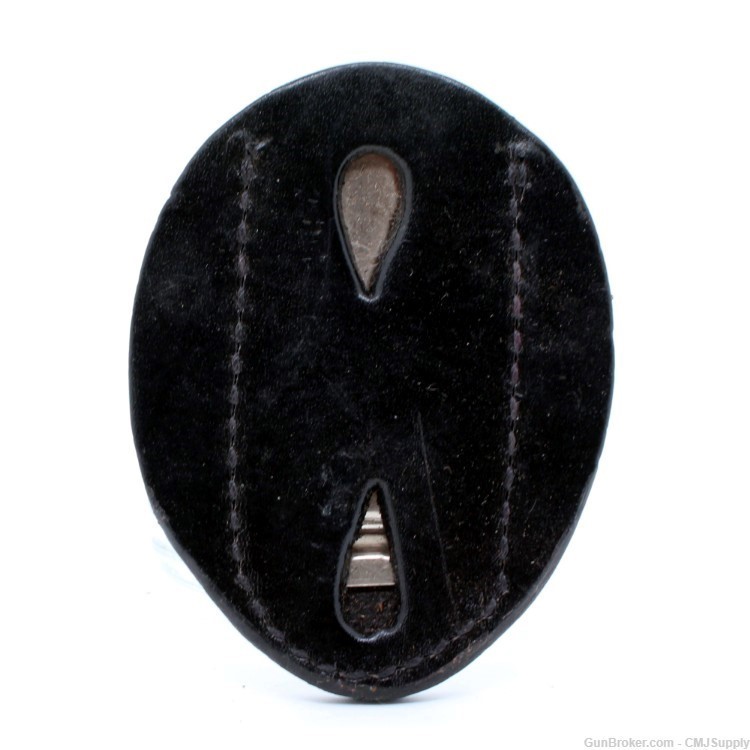 Shield or Oval Duty Badge Holder Black Leather Clip-On Gould & Goodrich-img-0