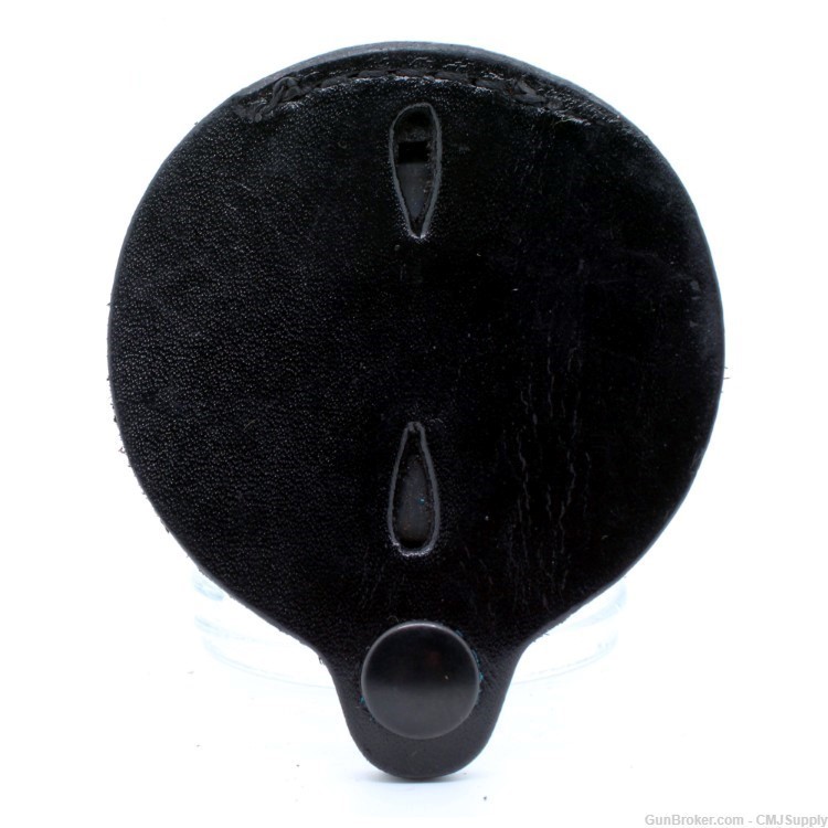 Round Duty Badge Holder Black Leather Clip-On Gould & Goodrich-img-0