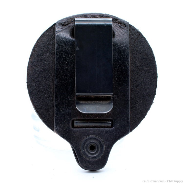 Round Duty Badge Holder Black Leather Clip-On Gould & Goodrich-img-1
