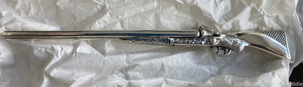 Vintage Solid Silver Sacchetti 15.5m" miniature Side by Side  Shotgun LNIB-img-34