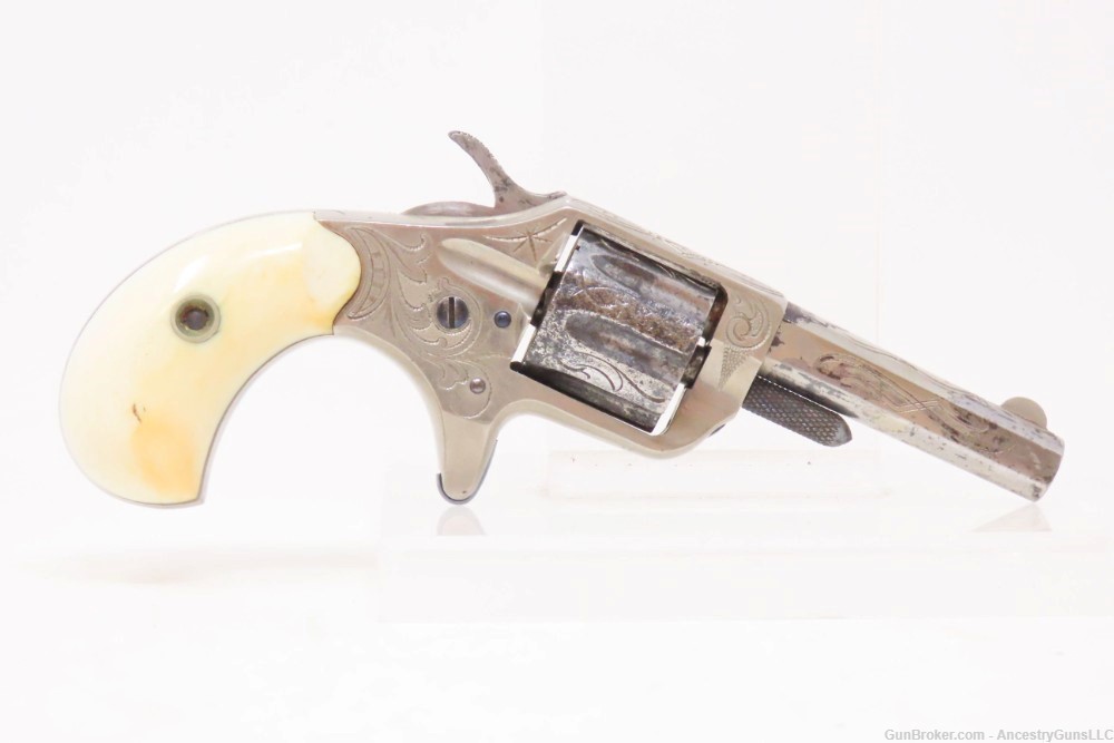 ENGRAVED Antique COLT “NEW LINE” .22 Rimfire ETCHED PANEL Pocket Revolver  -img-14