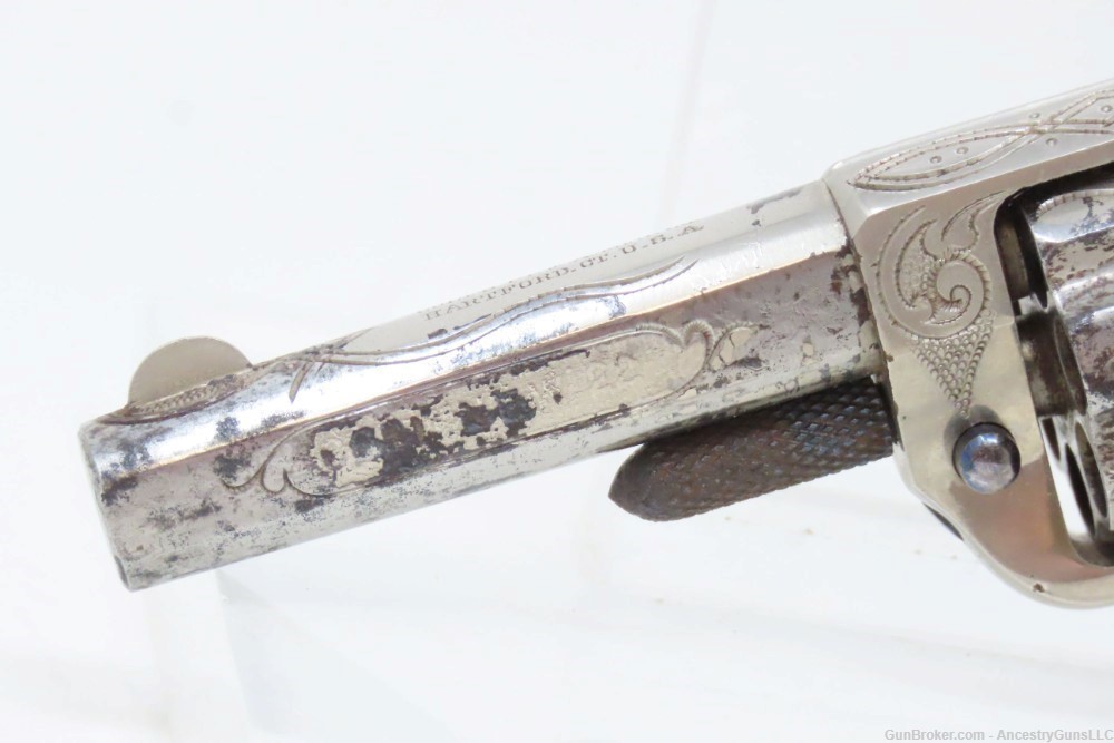 ENGRAVED Antique COLT “NEW LINE” .22 Rimfire ETCHED PANEL Pocket Revolver  -img-4
