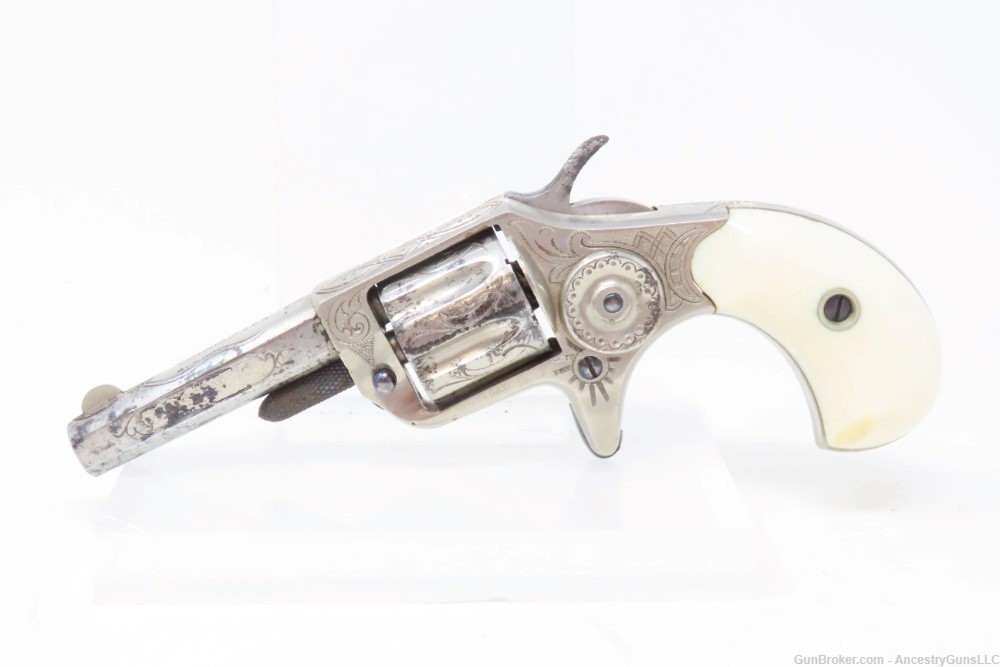 ENGRAVED Antique COLT “NEW LINE” .22 Rimfire ETCHED PANEL Pocket Revolver  -img-1