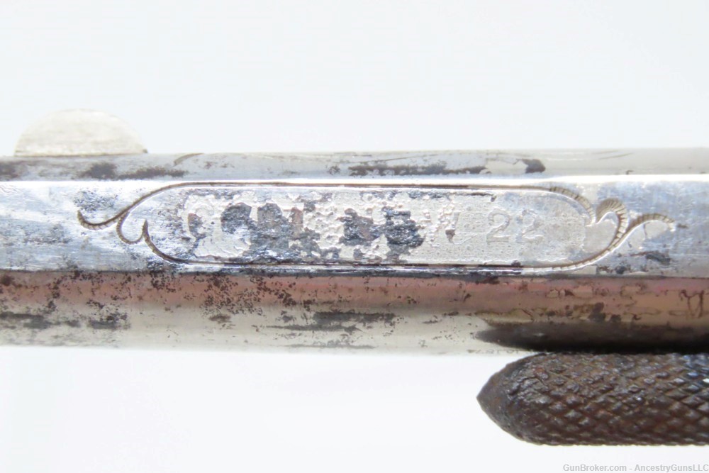 ENGRAVED Antique COLT “NEW LINE” .22 Rimfire ETCHED PANEL Pocket Revolver  -img-9