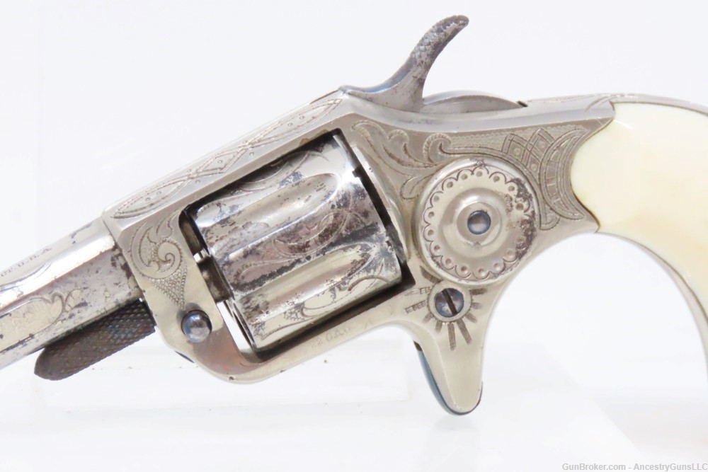 ENGRAVED Antique COLT “NEW LINE” .22 Rimfire ETCHED PANEL Pocket Revolver  -img-3