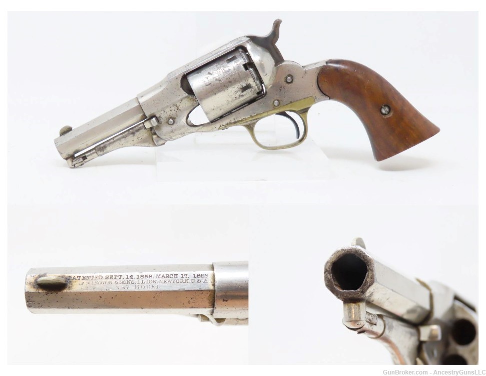 NICE 1870s Antique REMINGTON “New Model” POLICE .38 RF CONVERSION Revolver -img-0