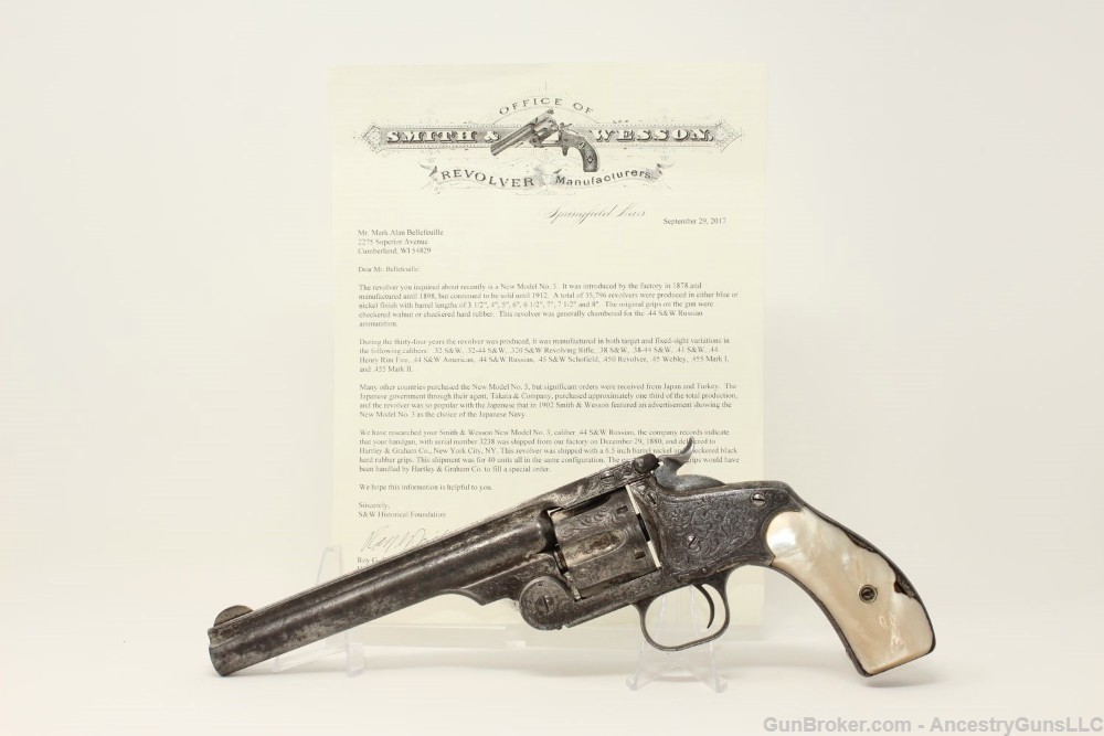 LETTERED, ENGRAVED S&W No. 3 .44 RUSSIAN Revolver-img-1