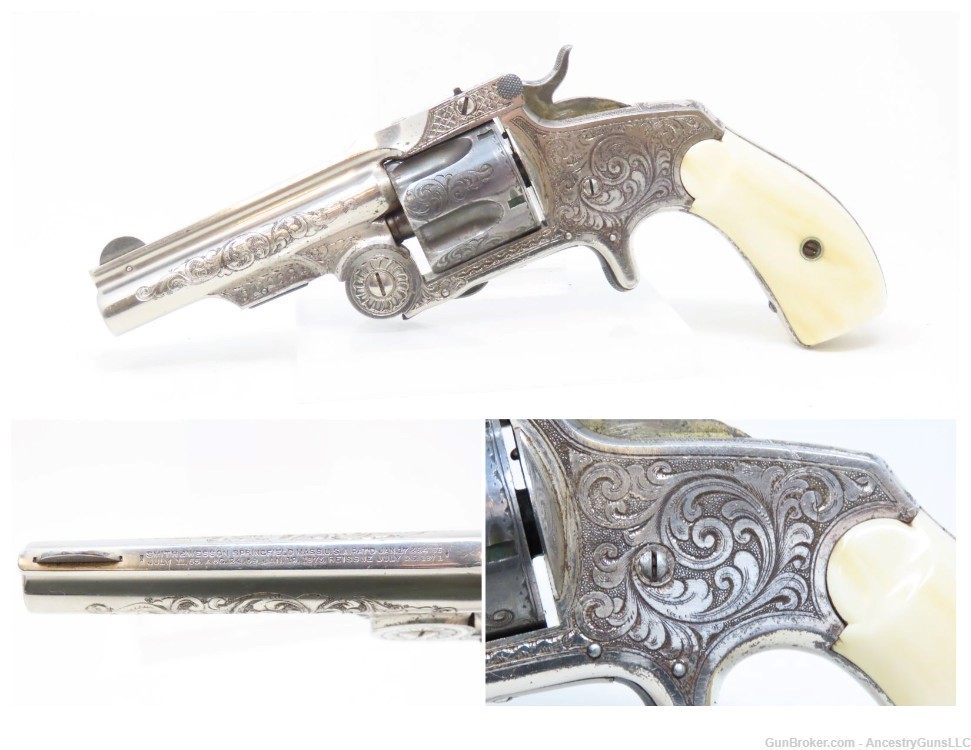ENGRAVED, GOLD, SILVER, NICKEL, Carved IVORY “BABY RUSSIAN” S&W 38 Revolver-img-0