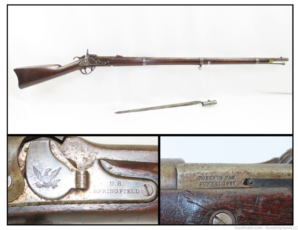 RARE Antique GENERAL ROBERTS Breech-Loading Springfield Model 1855 Rifle 58-img-0