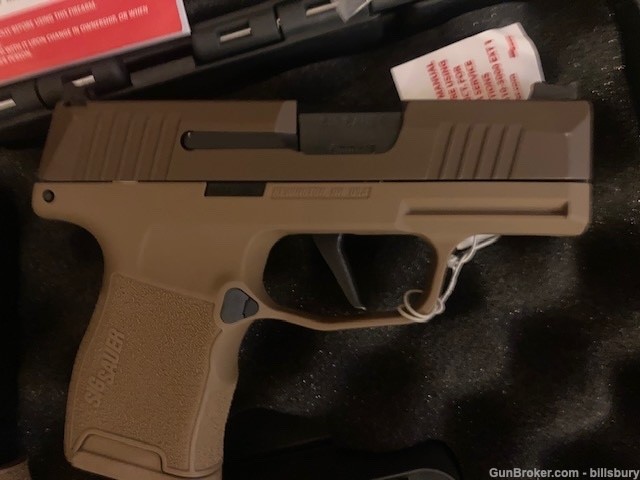 Sig Sauer P365 365 9mm FDE  Flat trigger and Fiber Optic and Punisher plate-img-4