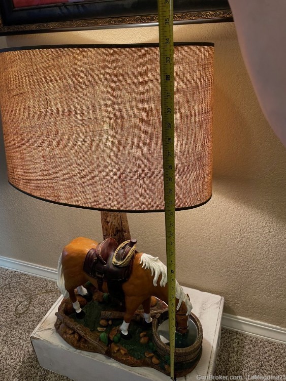 Custom Handmade Hand Painted Horse Lamp w Twill Shade-img-5