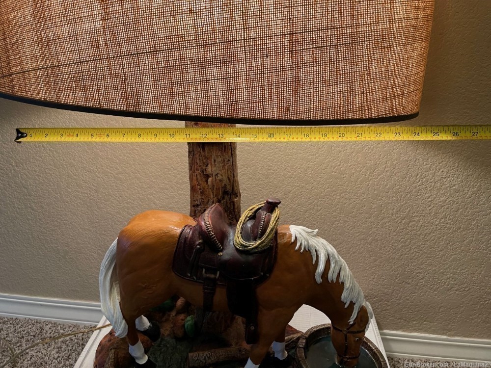 Custom Handmade Hand Painted Horse Lamp w Twill Shade-img-6