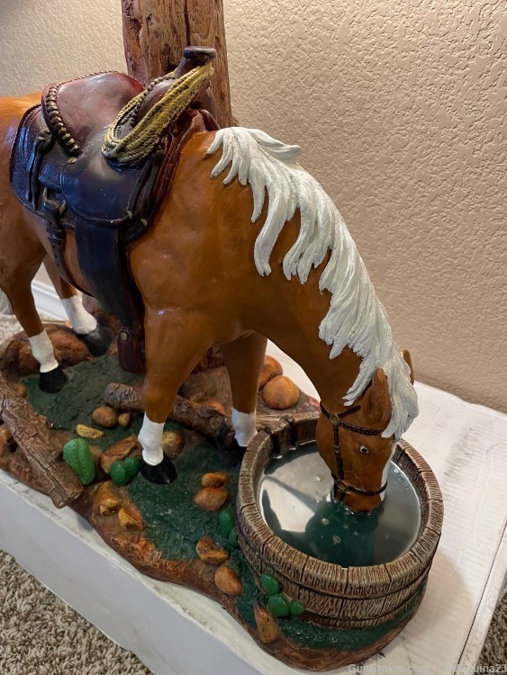 Custom Handmade Hand Painted Horse Lamp w Twill Shade-img-0