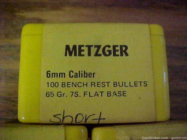 Metzger Bullets Bench Rest 6mm Cal. 65 Grain HPFB 3 Boxes of 100-img-1