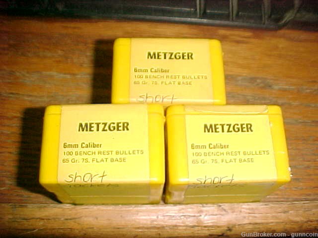 Metzger Bullets Bench Rest 6mm Cal. 65 Grain HPFB 3 Boxes of 100-img-0
