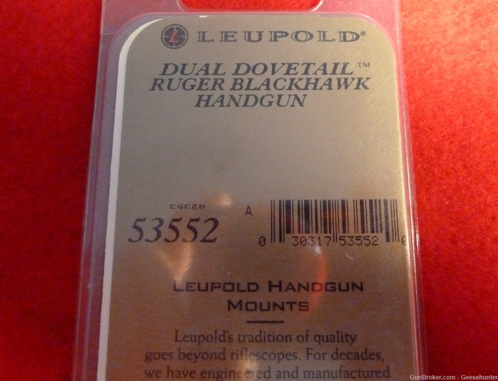 Leupold Dual Dovetail Base, 1pc., Ruger Blackhawk, Gloss Black, Steel 53552-img-2
