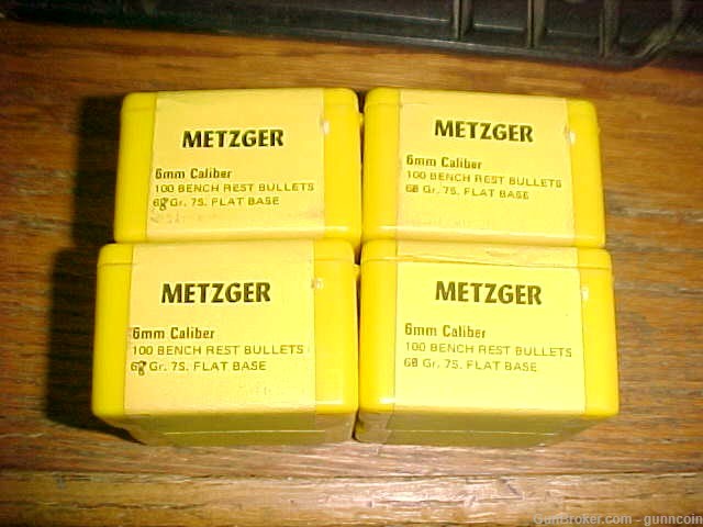 Metzger Bullets 6mm Caliber Bench Rest 68 Grain HPFB 4 Boxes of 100-img-1