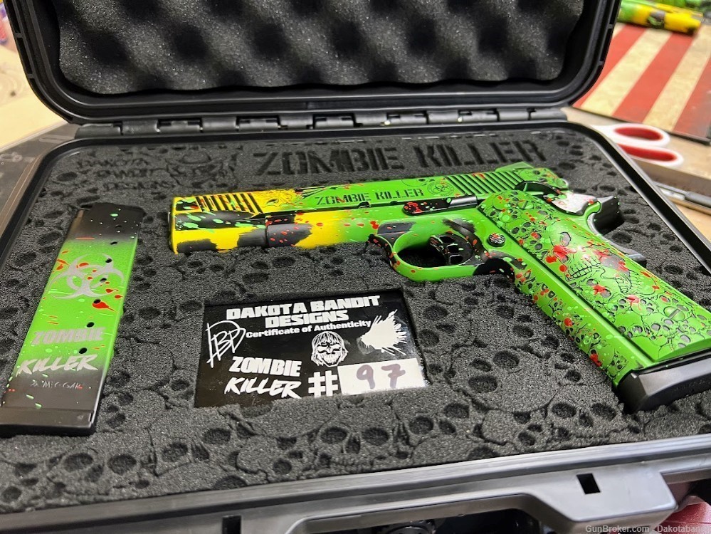 Zombie Killer 1911 Full Size Battleworn 45acp 2 mags and Custom Case-img-18