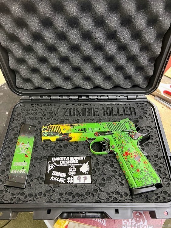 Zombie Killer 1911 Full Size Battleworn 45acp 2 mags and Custom Case-img-19