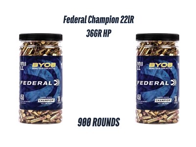 Federal Champion BYOB Rimfire Ammunition 22 LR 36 gr. CPHP 1260 fps 900RDS