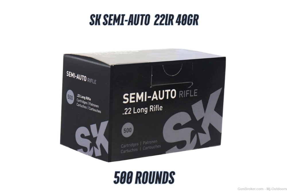 SK Semi-Auto Rifle Rimfire Ammunition .22 LR 40 gr LRN 1132 fps 500RDS-img-0