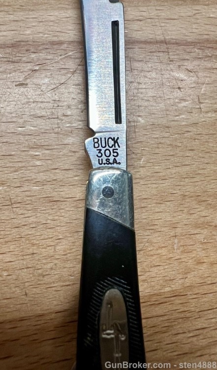 Buck 305 Lancer Pre-1986 2 Blade Pen Knife Camillus-made w/ Delrin Handle -img-3