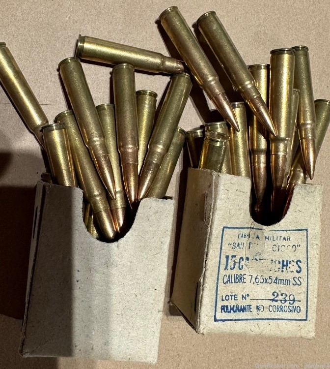 30 rounds of 7.65 Argentine 7.65x53 7.65x54 military surplus FMJ ammo-img-3