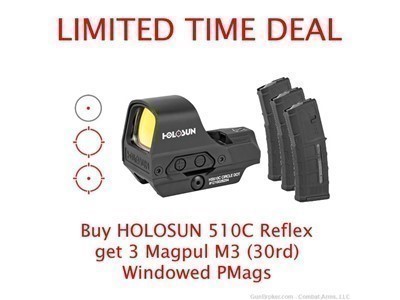 Package Deal - Holosun 510C Red Dot Reflex with Three (3) Magpul PMAGs