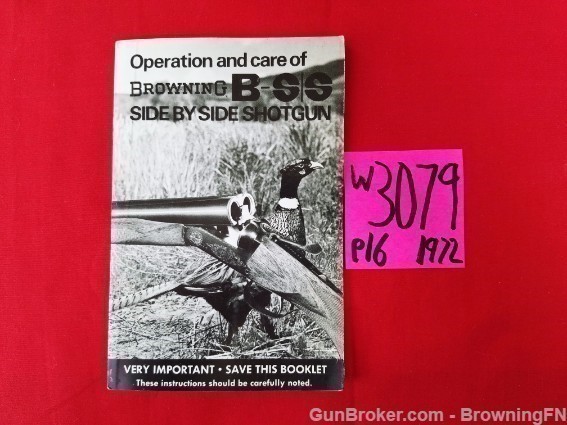 Orig Browning B-SS Owners Instruction Manual 1972-img-0
