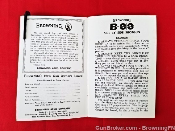 Orig Browning B-SS Owners Instruction Manual 1972-img-1