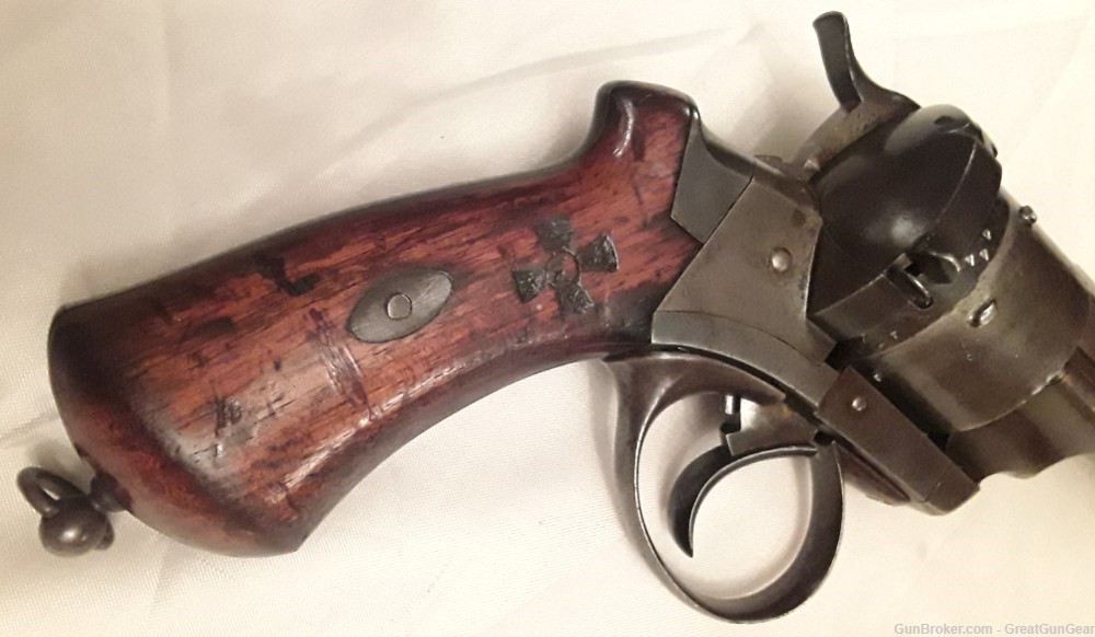 Antique French Lefaucheux Officers Model 1854 Centerfire Civil War Revolver-img-7