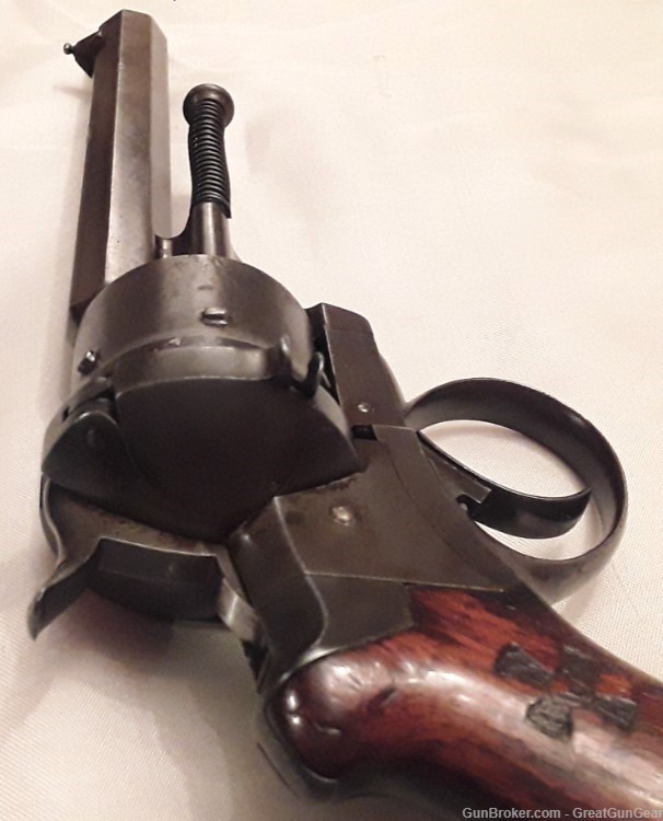 Antique French Lefaucheux Officers Model 1854 Centerfire Civil War Revolver-img-17
