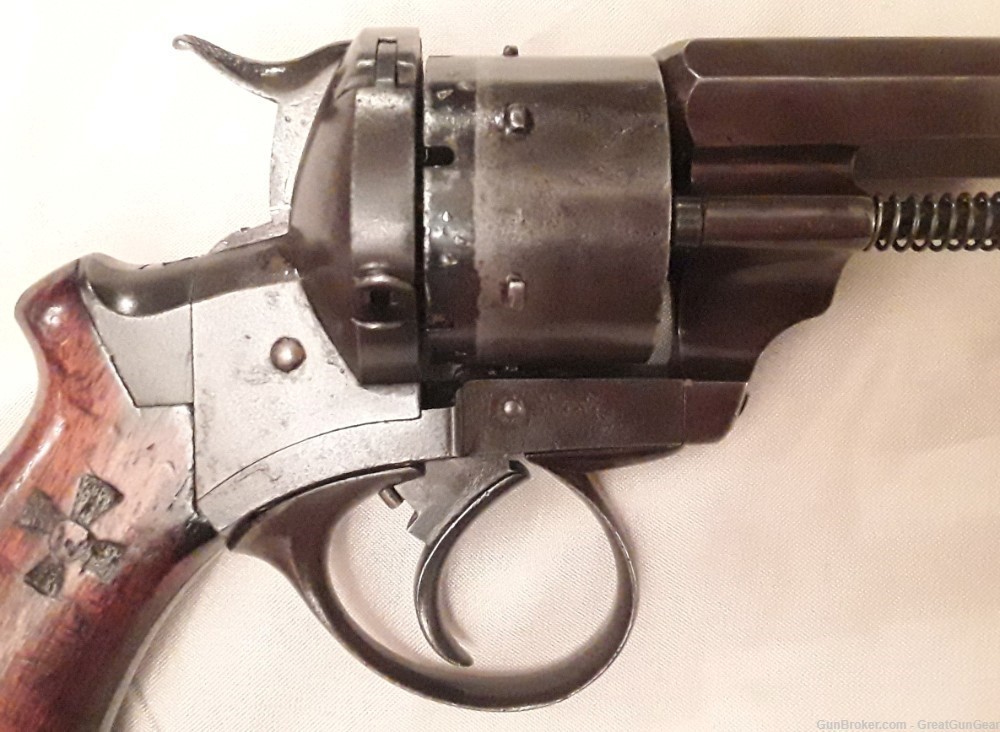 Antique French Lefaucheux Officers Model 1854 Centerfire Civil War Revolver-img-9