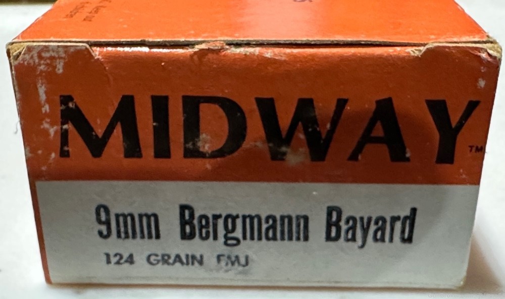 50 rounds of Midway 9x23mm 9mm Largo Bergman Bayard 124 grain FMJ ammo-img-1