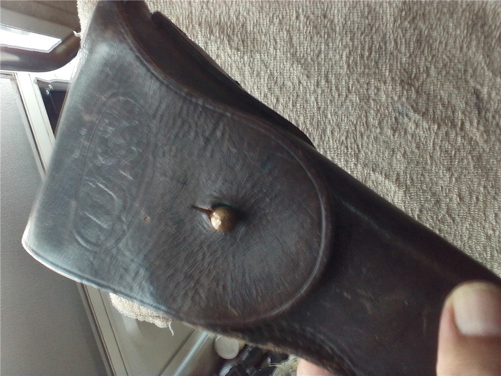 1944 Boyd 45 brown leather pistol holster-img-4