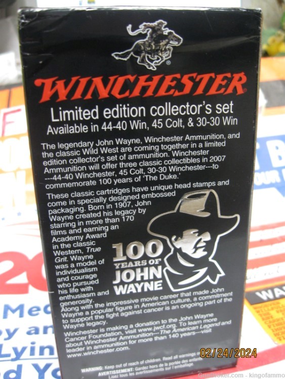 Scarce JOHN WAYNE 45 COLT Winchester 2007 Collector Ammo ;other JW Cals too-img-3